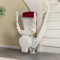 curved stairlift red folded seat